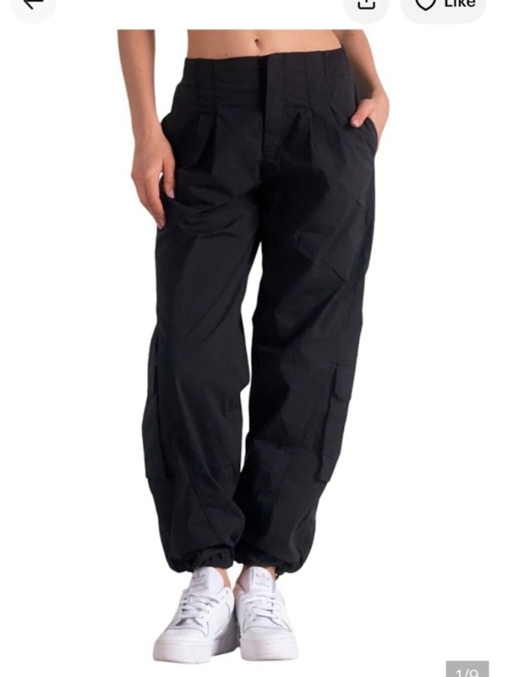 Elan Black Cargo Pants Women’s Large High Rise Parachute‎ Utility Streetwear